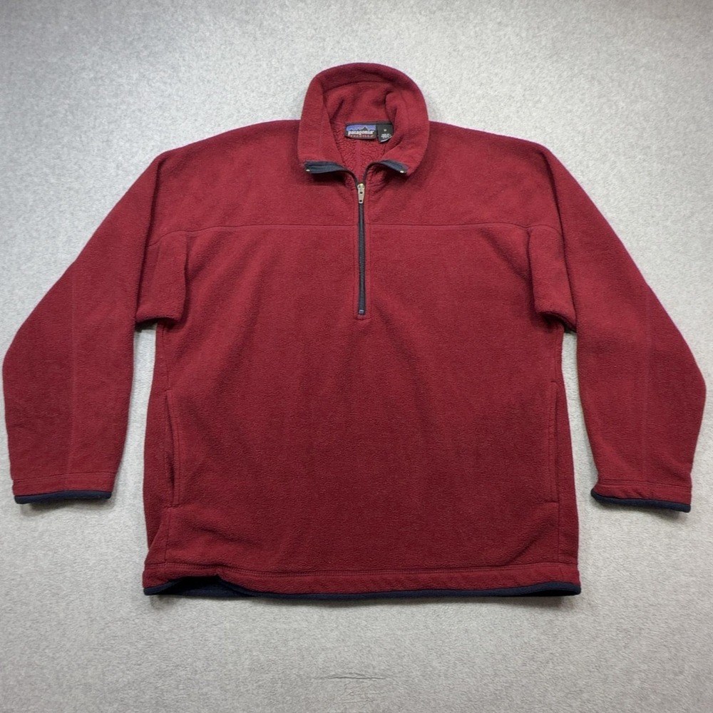 Vintage Patagonia Synchilla Fleece Pullover Men Medium Burgundy Embroidered Logo